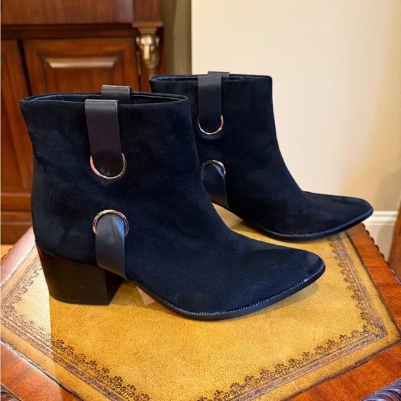 Rachel Zoe Black Suede Pearce Ankle Boots Size 9 Heel 2.5” MSRP $398 - Picture 3 of 11